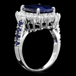 14k White Gold 7.5ct Sapphire 1.00ct Diamond Ring