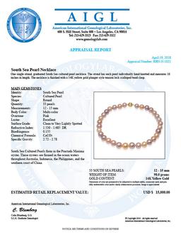 12-15mm Natural South Sea Pearl Necklace