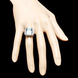 14k Gold 10ct Aquamarine 0.63ct Diamond Ring