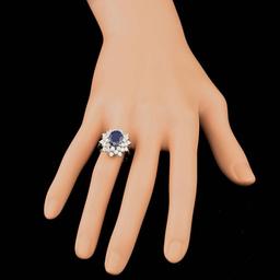 14k Gold 3.30ct Sapphire 1.74ct Diamond Ring