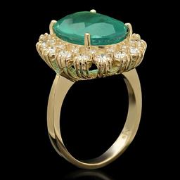 14K Gold 6.80ct Emerald 1.42ct Diamond Ring