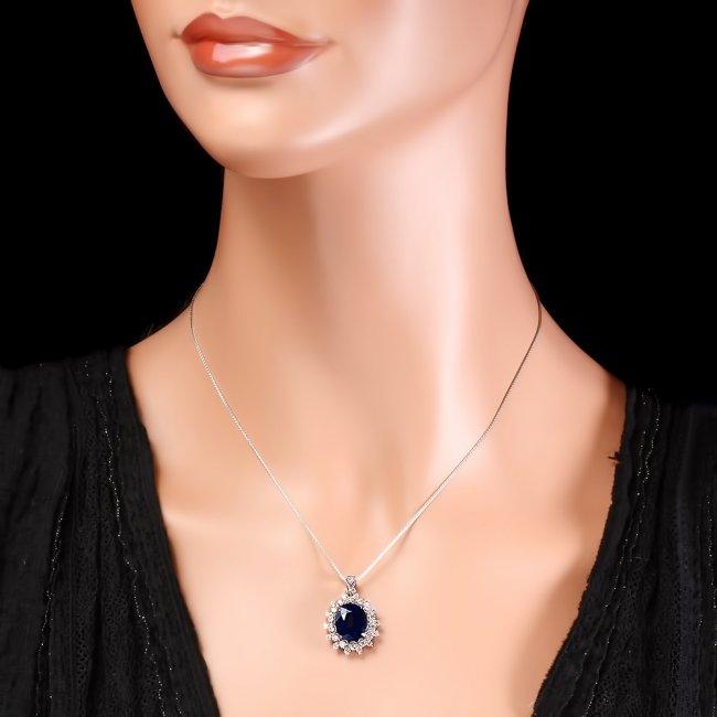 14k Gold 4.40ct Sapphire 0.85ct Diamond Pendant