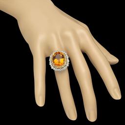 14K Gold 10.40ct Citrine 1.00ct Sapphire 1.39ct Diamond Ring