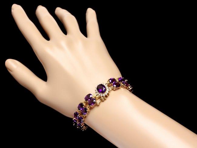 14k Gold 13ct Amethyst .55ct Diamond Bracelet