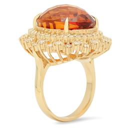 14K Gold 17.24ct Citrine 2.20cts Diamond Ring