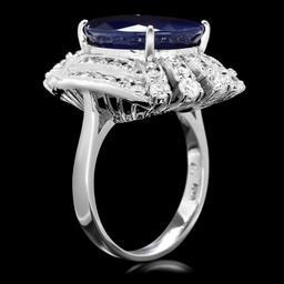 14k Gold 11.00ct Sapphire 2.00ct Diamond Ring