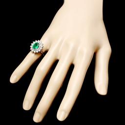 14k White Gold 1.60ct Emerald 1.45ct Diamond Ring