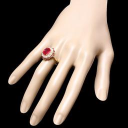 14k Yellow Gold 3.5ct Ruby 1.10ct Diamond Ring