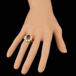 14k Yellow Gold 3.00ct Ruby 1.50ct Diamond Ring