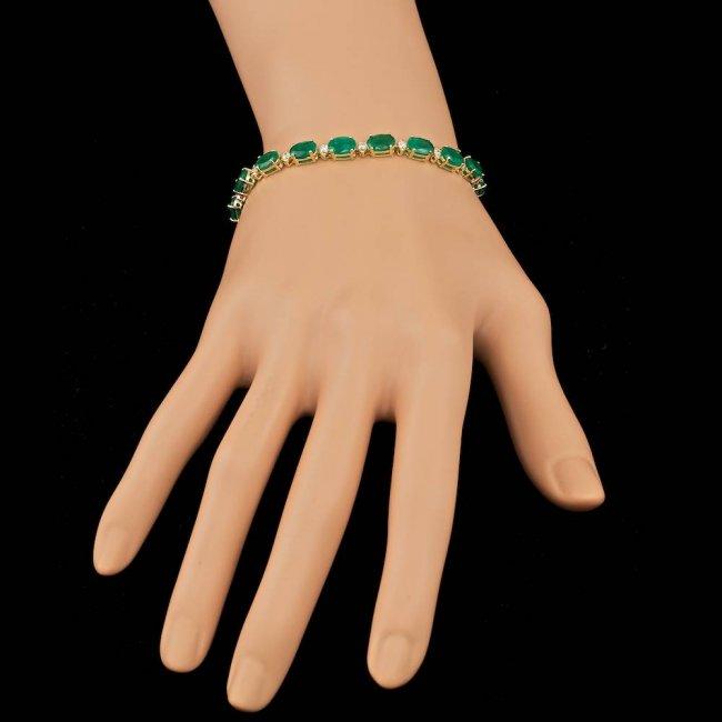 14k Gold 14.00ct Emerald 1.00ct Diamond Bracelet