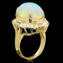 14k Yellow Gold 11.00ct Opal 0.70ct Diamond Ring