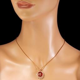 14k Gold 6.48ct Ruby 0.87ct Diamond Pendant