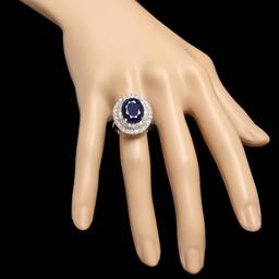 14k Gold 7.00ct Sapphire 1.75ct Diamond Ring