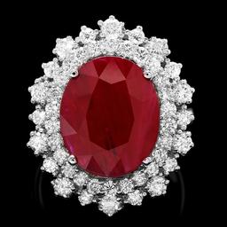 14k White Gold 4.75ct Ruby 1.50ct Diamond Ring