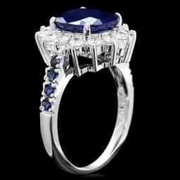 14k White Gold 4.3ct Sapphire 0.80ct Diamond Ring