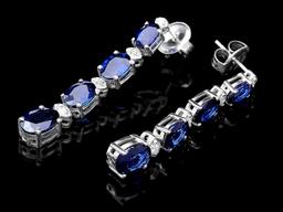 14k Gold 7ct Sapphire 0.35ct Diamond Earrings