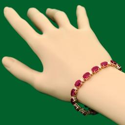 14k Gold 31.62ct Ruby 0.85ct Diamond Bracelet