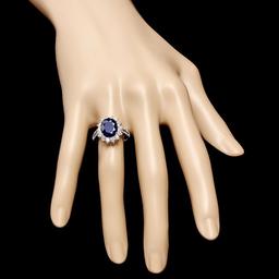 14k White Gold 4.3ct Sapphire 0.80ct Diamond Ring