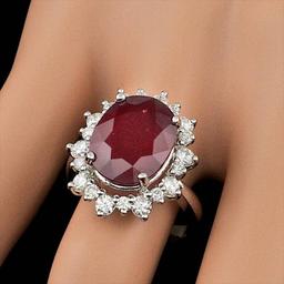 14k White Gold 11.00ct Ruby 1.15ct Diamond Ring