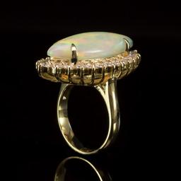 14K Gold 7.67ct Opal 1.95ct Diamond Ring