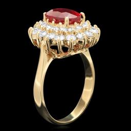 14k Yellow Gold 3.00ct Ruby 1.60ct Diamond Ring