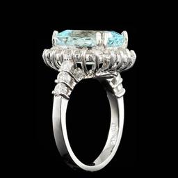 14k Gold 5.50ct Aquamarine 1.00ct Diamond Ring