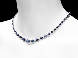 14k Gold 37.00ct Sapphire 1.60ct Diamond Necklace