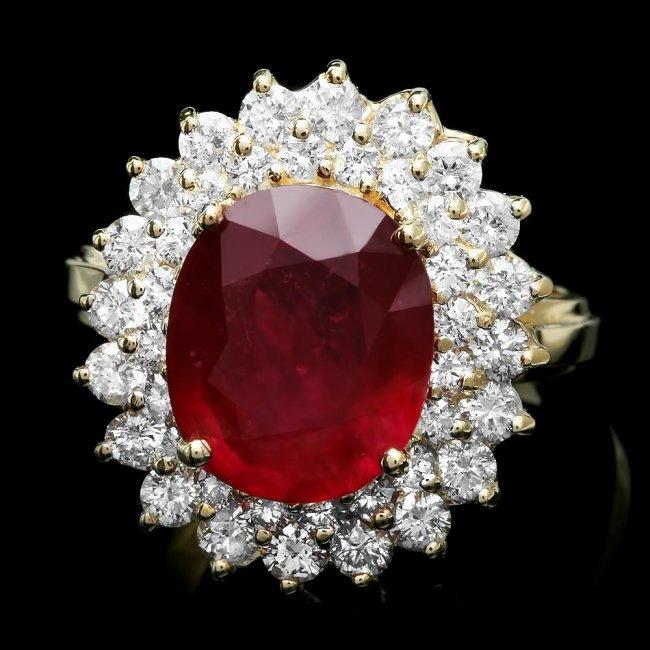 14k Yellow Gold 5.00ct Ruby 1.50ct Diamond Ring