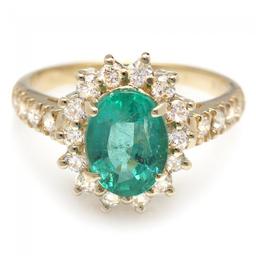 14k Gold 1.70ct Emerald 0.75ct Diamond Ring