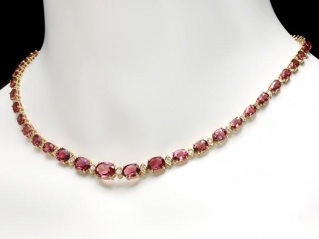 14k 29.00ct Tourmaline 1.25ct Diamond Necklace