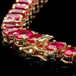 14k Gold 52.70ct Ruby 1.30ct Diamond Necklace