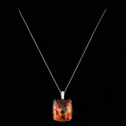 14k Gold 64.00ct Citrine 0.20ct Diamond Pendant