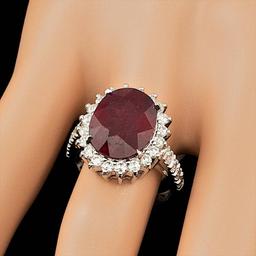 14k White Gold 7.50ct Ruby 1.10ct Diamond Ring