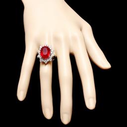 14k White Gold 11.00ct Ruby 2.00ct Diamond Ring