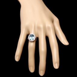 14k Gold 3.50ct Aquamarine 0.80ct Diamond Ring
