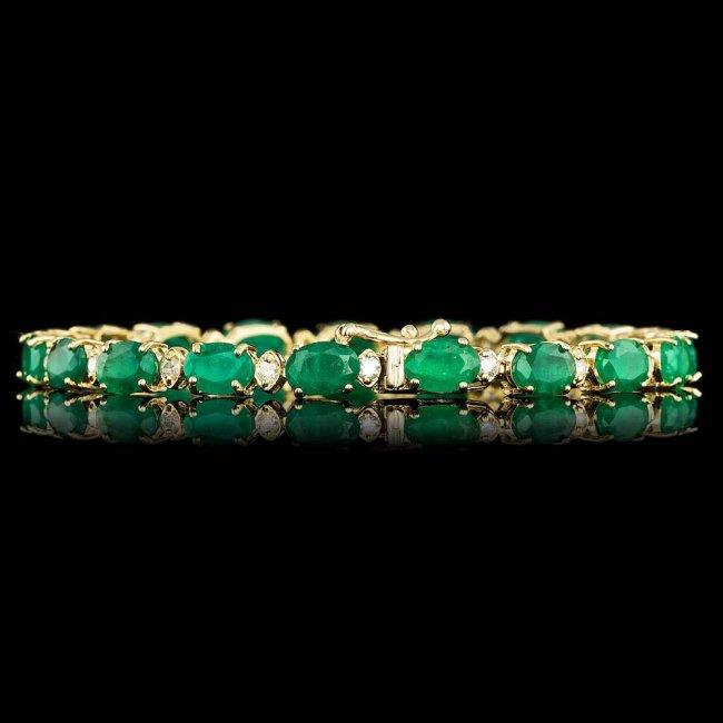 14k Gold 14.00ct Emerald 1.00ct Diamond Bracelet