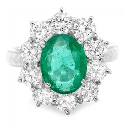 18k White Gold 2.25ct Emerald 1.25ct Diamond Ring