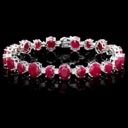 14k Gold 40.00ct Ruby 1.50ct Diamond Bracelet