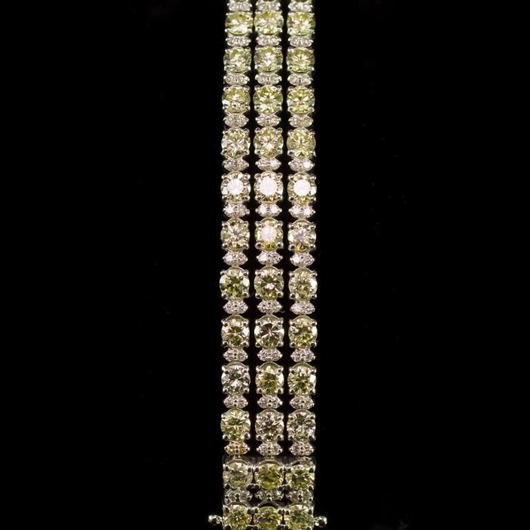 18K Gold 13.95ct Fancy Color Diamond 16.95ct Diamond Bracelet