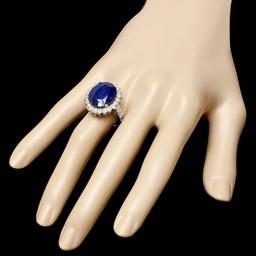 14k Gold 14.20ct Sapphire 1.59ct Diamond Ring