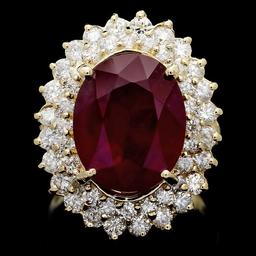 14k Yellow Gold 10.00ct Ruby 2.10ct Diamond Ring