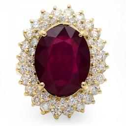 14k Yellow Gold 10.00ct Ruby 2.10ct Diamond Ring