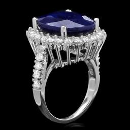 14k Gold 14.20ct Sapphire 1.59ct Diamond Ring