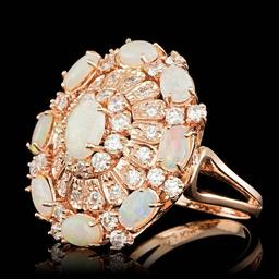 14k Rose Gold 3.00ct Opal 2.15ct Diamond Ring