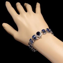 14k Gold 49.5ct Sapphire 0.65ct Diamond Bracelet