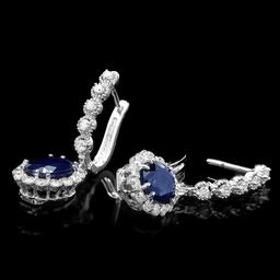 14k Gold 5.21ct Sapphire 1.26ct Diamond Earrings