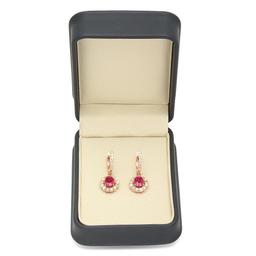 14K Gold 2.97ct Ruby 2.15cts Diamond Earrings