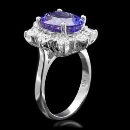 14k White Gold 5ct Tanzanite 1.20ct Diamond Ring