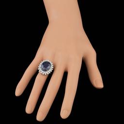 14k Gold 13.50ct Sapphire 2.25ct Diamond Ring