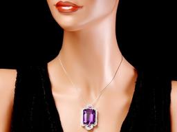 14k Gold 43ct Amethyst 0.85ct Diamond Pendant